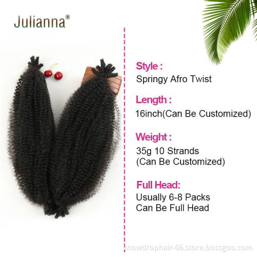 Private Label Crochet Ombre Wholesale Synthetic African Hair Extensions For Braids 3X Afro Spring Twist Braiding Hair